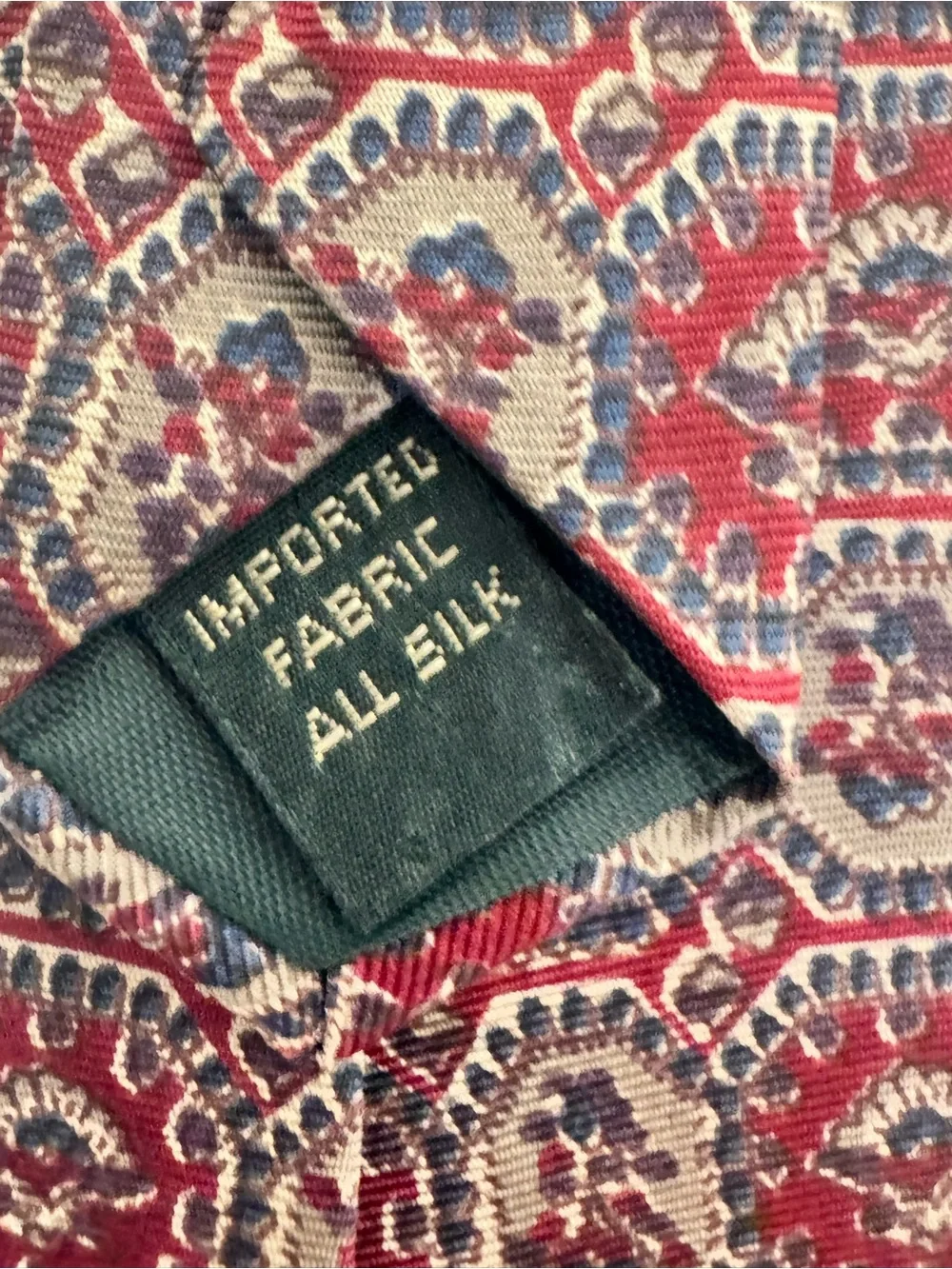 Bert Pulitzer Men’s Necktie Red & Blue Medallion 100% Silk Tie Made in USA